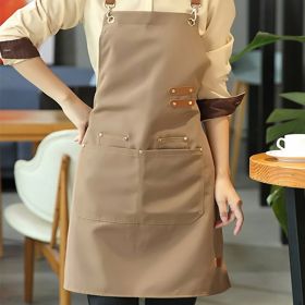 Apron; Waterproof And Oil-proof Apron With Pockets Aprons 29.5in*27.5 (Color: Light Brown)