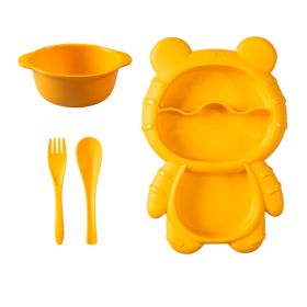 1pc Bear Shaped Dinner Plate Set (Color: Yellow)