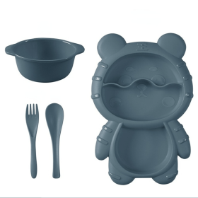 1pc Bear Shaped Dinner Plate Set (Color: Gray)