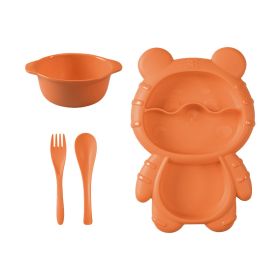 1pc Bear Shaped Dinner Plate Set (Color: Orange)