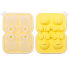 Cute Teddy Bear Ice Cube Making Mold For Refrigerator Ice Cube  To Make Frozen (Color: 4 Bear Ice Cubes-Yellow)