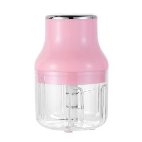 Small Electric Garlic Masher Garlic Chopper Vegetable Mincer  Food Processor (Color: Pink)