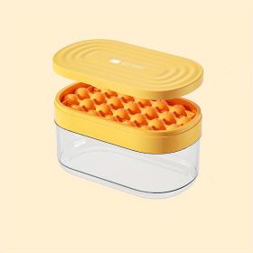 1pc 24 Grids Round Silicone Ice Tray Mold  With Lid Ice Storage Box Tray Tool (Color: Yellow)