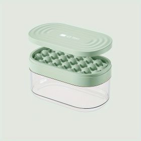 1pc 24 Grids Round Silicone Ice Tray Mold  With Lid Ice Storage Box Tray Tool (Color: Green)