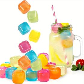 24pcs Reusable Ice Cube; Plastic Ice Cubes; Quick-Freeze Easy-to-Clean Refreezable Fake Ice Cubes For Making Cold Appealing Drinks; Lunch Bags; Cooler (Style: Multicolor Cube)