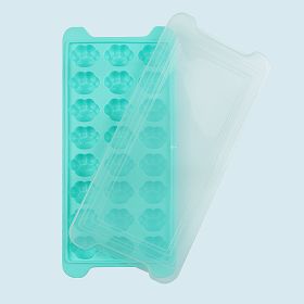 Ice Tray Quick Freezer Frozen Ice Cube Mold Ice Box Silica Gel Net Red Frozen Ice With Cover Household Big Artifact Refrigerator Homemade (Items: Green Cat Claw 24 Grids With Cover)