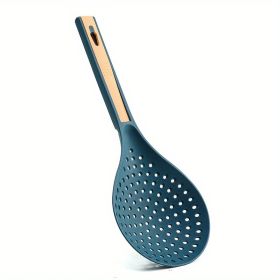 New Multi-functional Large Filter Spoon Kitchen Long Handle With Clip Colander (Color: Blue Yellow)