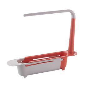 Adjustable Telescopic 2-in-1 Sink,Expandable Storage Drain Basket for Kitchen (Color: Red)