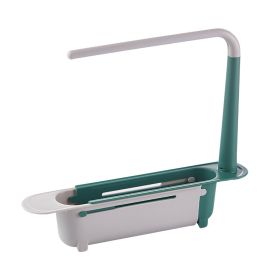 Adjustable Telescopic 2-in-1 Sink,Expandable Storage Drain Basket for Kitchen (Color: Green)