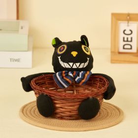 Easter Candy Basket Rattan Doll Gift Black Cat Pumpkin Ghost (Color: heise)