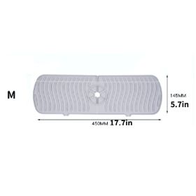 1pc Silicone Sink Faucet Mat Splash Guard Draining Pad Behind Faucet Drying Mat (Color: Gray, size: M)