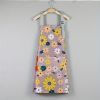 Oil-proof And Waterproof Apron; Floral Pattern Kitchen Cooking Apron With Pocket