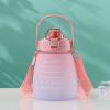 1300ml Water Bottle with Time Marker Shoulder Strap & Straw Design for Kids