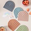 1pc Rainbow Silicone Heat Insulation Pad Heat Resistant For Pots And Pans