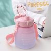 1300ml Water Bottle with Time Marker Shoulder Strap & Straw Design for Kids