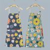 Oil-proof And Waterproof Apron; Floral Pattern Kitchen Cooking Apron With Pocket