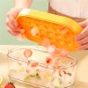 1pc 24 Grids Round Silicone Ice Tray Mold  With Lid Ice Storage Box Tray Tool