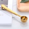 Two-in-one Stainless Steel Coffee Spoon Sealing Clip Kitchen Gold